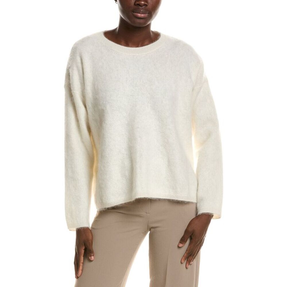 Eileen Fisher Womens  Crewneck 100% Cashmere Sweater, White